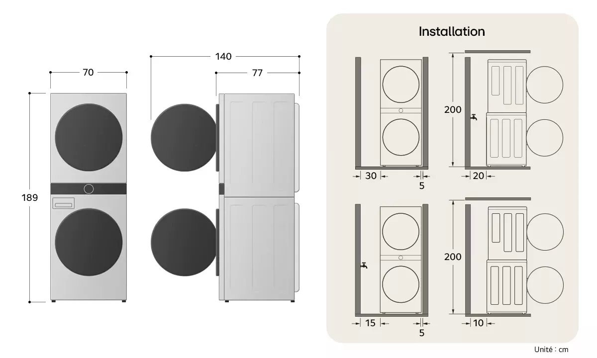F761TOWERB2 Lave-linge séchant LG WashTower 17/16kg AI DD WiFi - 18
