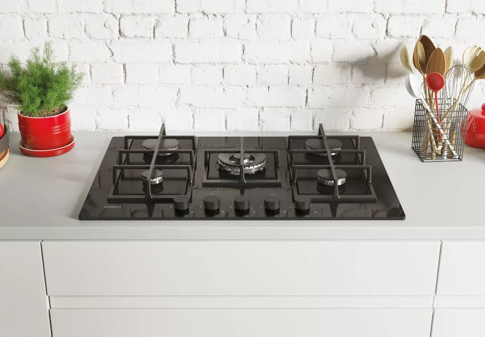 RVG74BMB Table de cuisson Rosières 5 Feux Wok Black Glass - 1