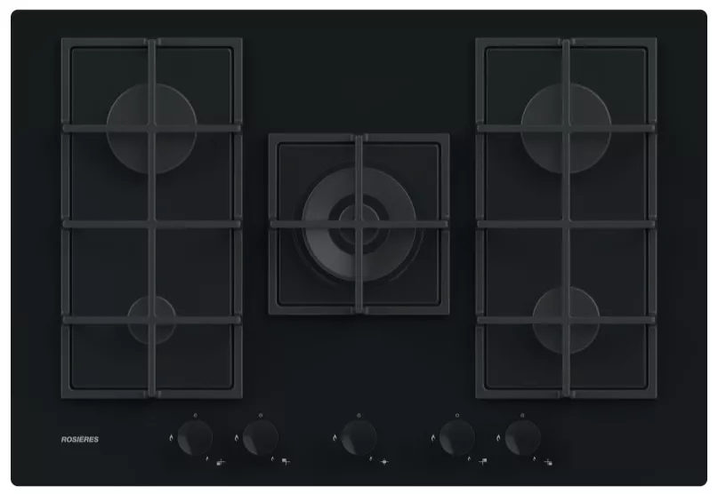 RVG74BMB Table de cuisson Rosières 5 Feux Wok Black Glass - 0