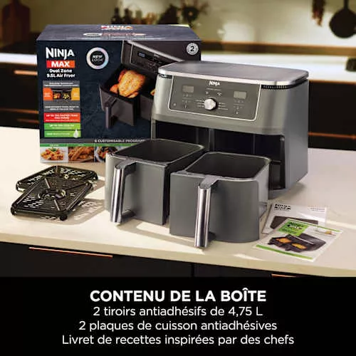 DZ400EU FRITEUSE AIR FRYER NINJA 2 BAC 9.5L 6en1 2KG - 9