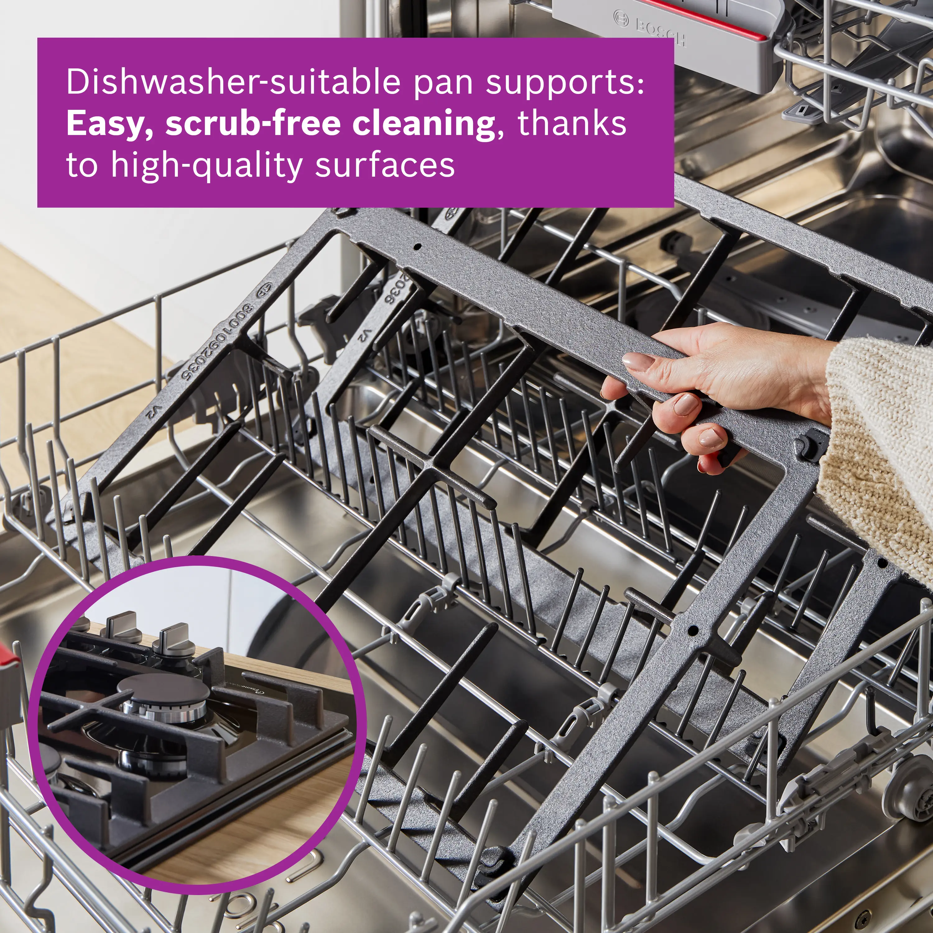 PNP6BK40 Plaque de Cuisson Gaz Bosch 60cm Verre Trempé Noir - 7