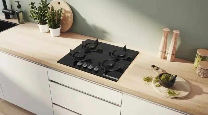 PPP6A6I10 Plaque gaz Bosch 4 feux 60 cm Série 6 Verre noir - 4