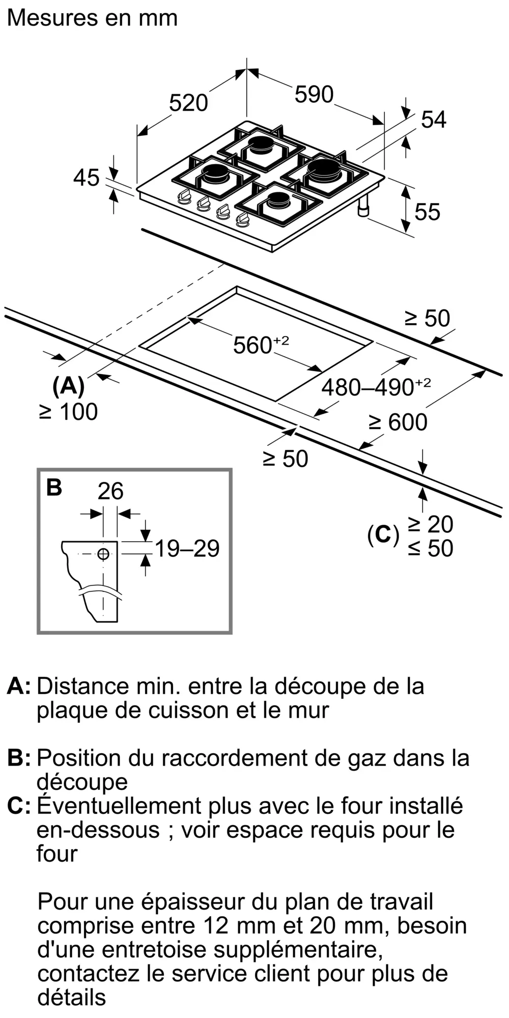 PPP6A6I40 Plaque de cuisson 60 cm Bosch Série 6 Gaz Verre - 6