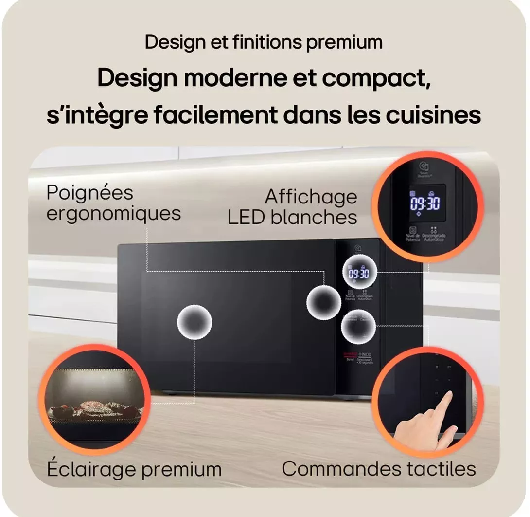 MGBZ2593F Micro-ondes Enc LG 25L Noir Gril 900w Tactile - 13