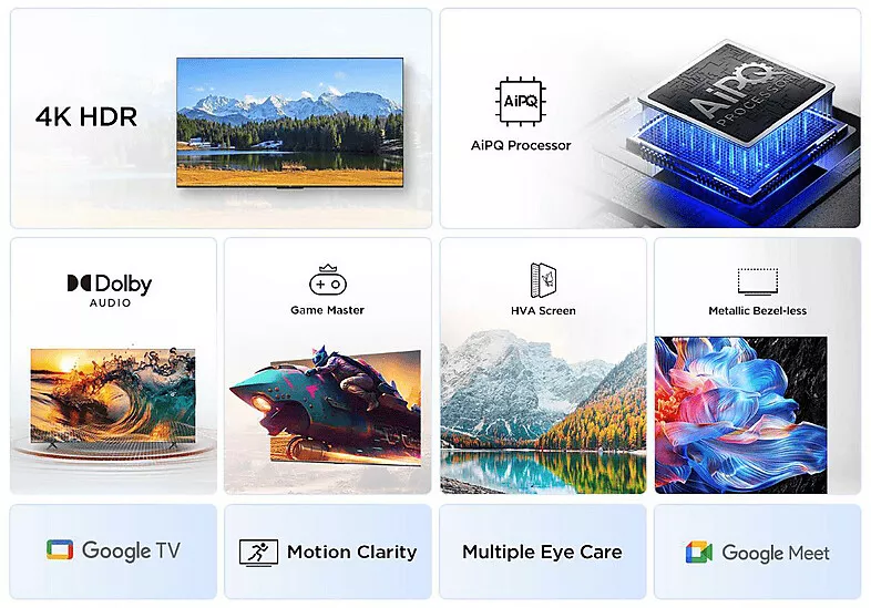 55P6K Téléviseur TCL 55 Smart 4K UHD HDR Google Tv - 9