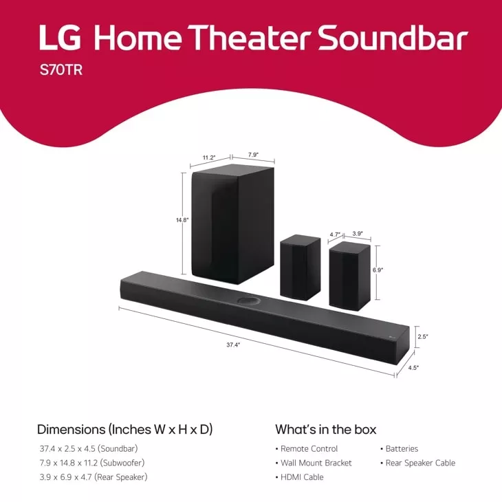 S70TR Barre de son LG Home Cinéma  5.1.1 Dolby Atmos - 12