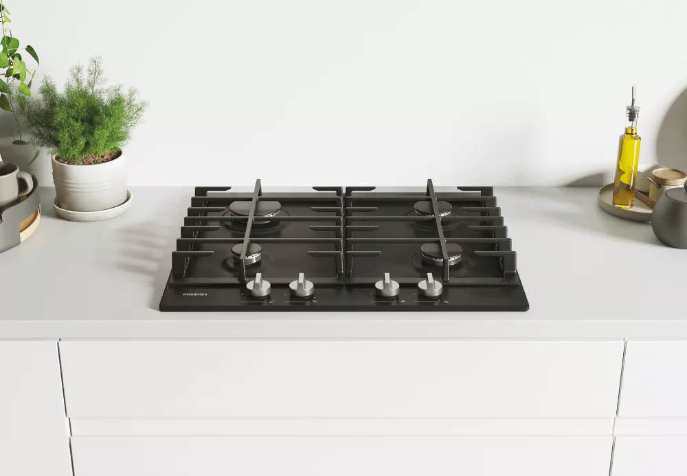 RHG6BRK3B Plaque de cuisson gaz Rosières 4 Feux 60 cm Noir - 1