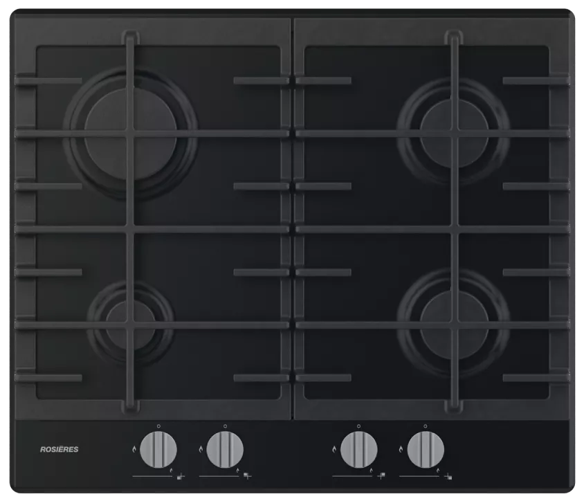 RHG6BRK3B Plaque de cuisson gaz Rosières 4 Feux 60 cm Noir - 0