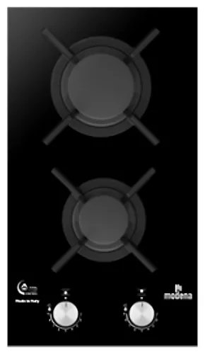 MTV932MBG Plaque MODENA 30CM 2 Feux DOMINO VERRE NOIR - 0
