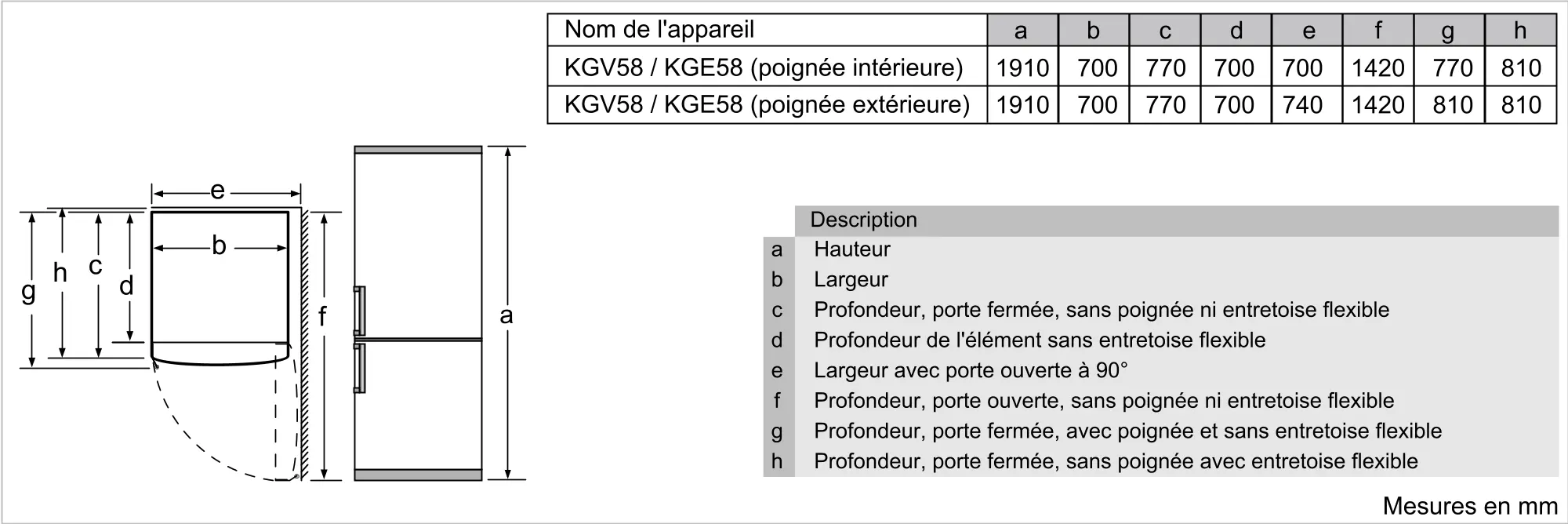 KGV58VLEAS Réfrigérateur combiné 70cm Bosch 503L gris - 8
