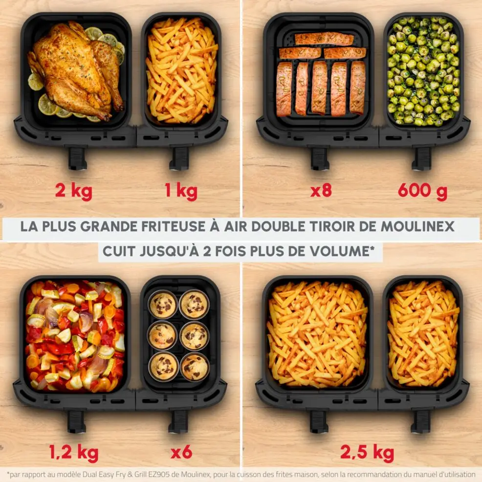 EZ942HF0 friteuse Air Fryer MOULINEX Easy Fry Dual XXL 11L - 3