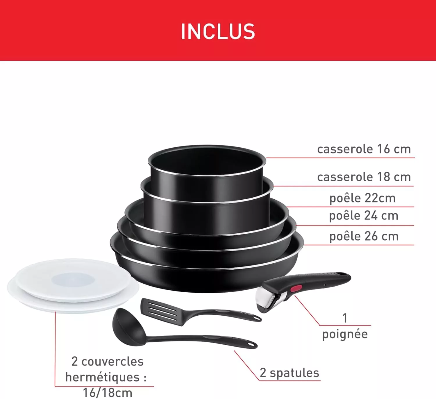 L1599902 Batterie de cuisine TEFAL Ingenio Easy On 10 pièce - 1