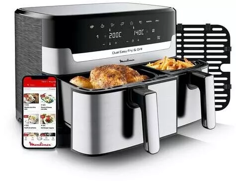 EZ905D20 Air Fryer MOULINEX Dual Easy Fry & Grill 8.3L Inox - 0
