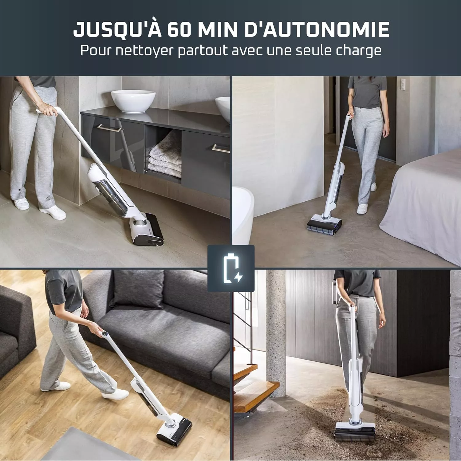 GZ7540WO Aspirateur Laveur Balai Rowenta X-Clean 10 Blanc - 11