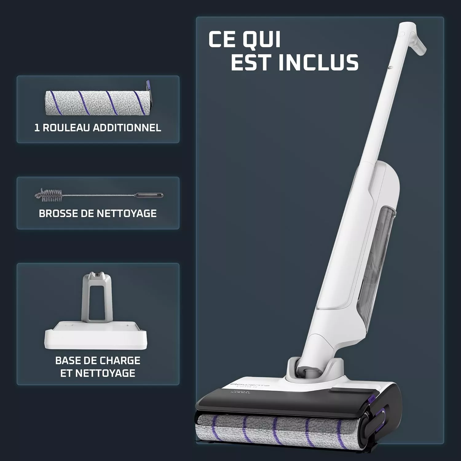 GZ7540WO Aspirateur Laveur Balai Rowenta X-Clean 10 Blanc - 7