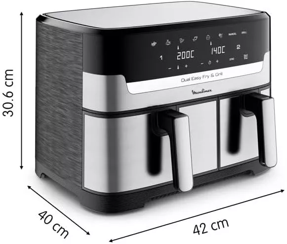 EZ905D20 Air Fryer MOULINEX Dual Easy Fry & Grill 8.3L Inox - 10