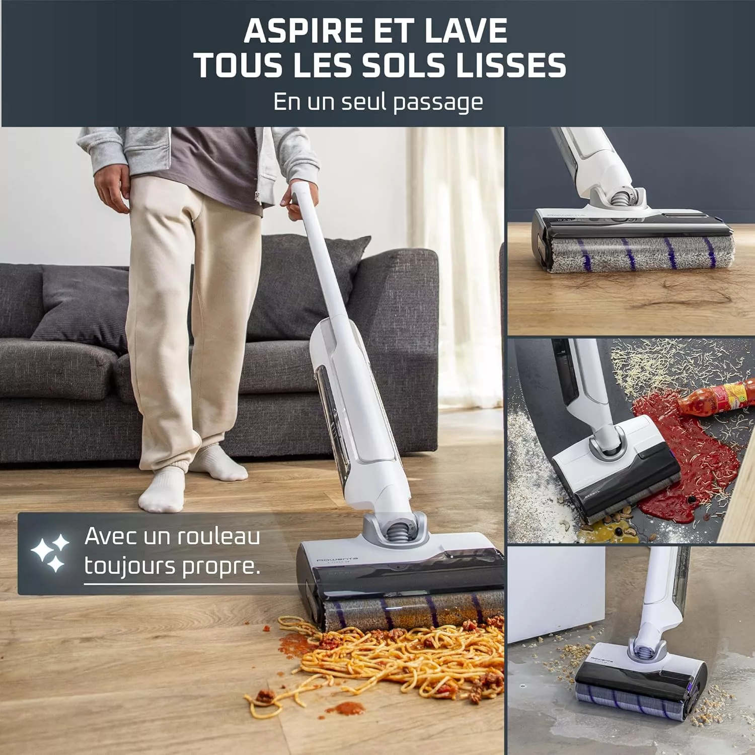 GZ7540WO Aspirateur Laveur Balai Rowenta X-Clean 10 Blanc - 10