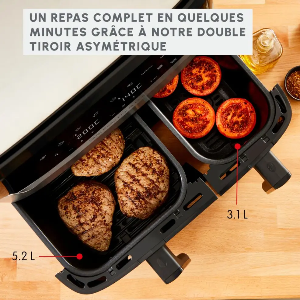 EZ905D20 Air Fryer MOULINEX Dual Easy Fry & Grill 8.3L Inox - 5