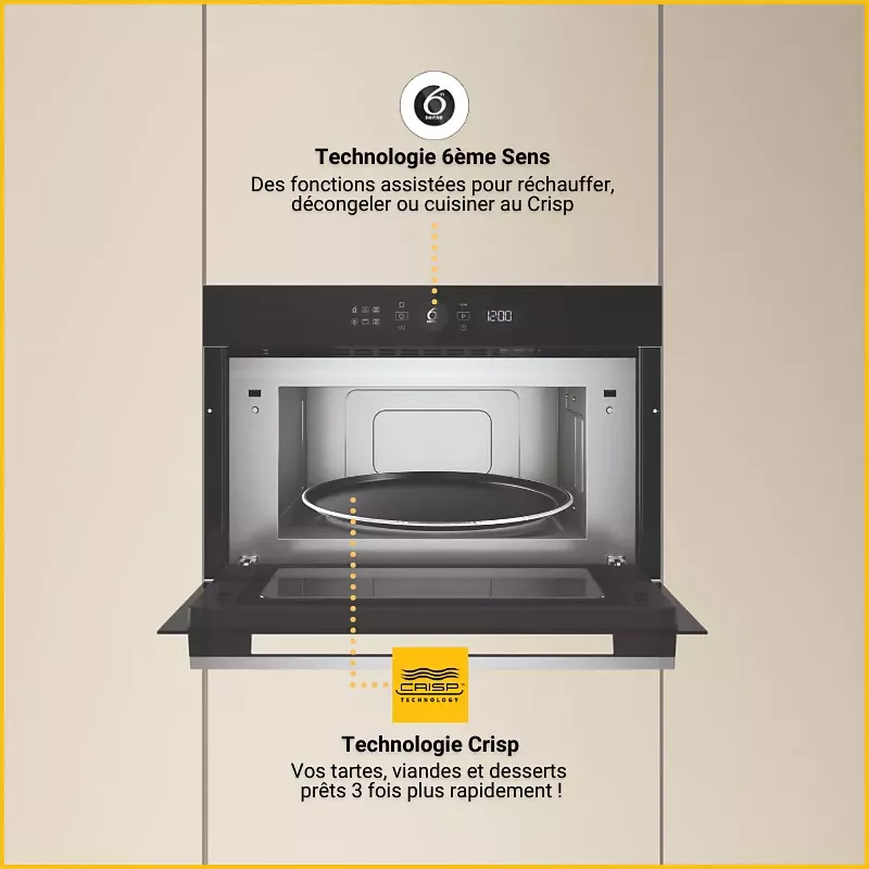 WMD54MX Micro-ondes Enc Whirlpool 31L 6 Sense Grill 1000W - 3