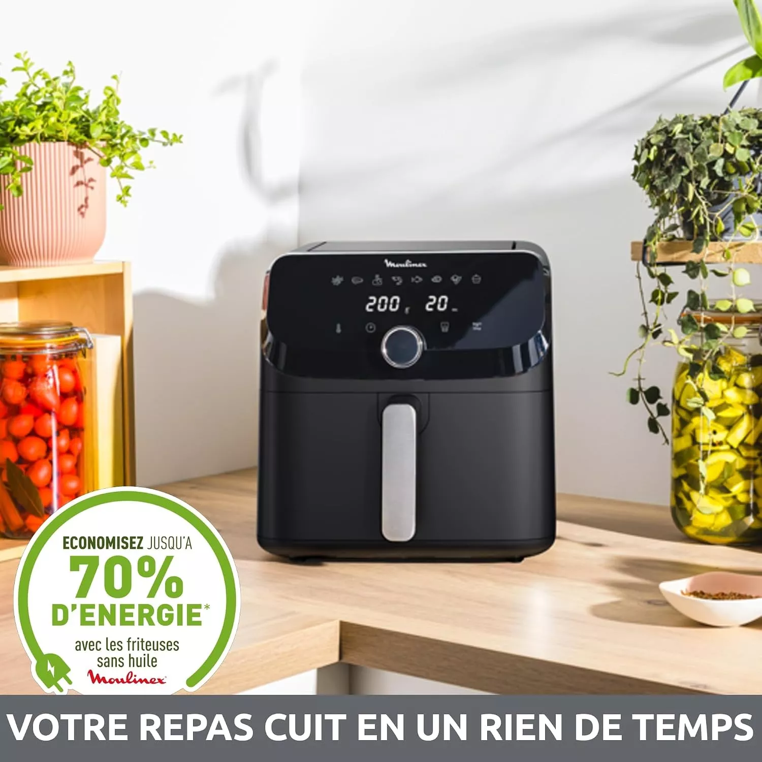EZ8558F0 Air Fryer Moulinex Easy Fry Mega 7,5 L 8 Prog Noir - 3