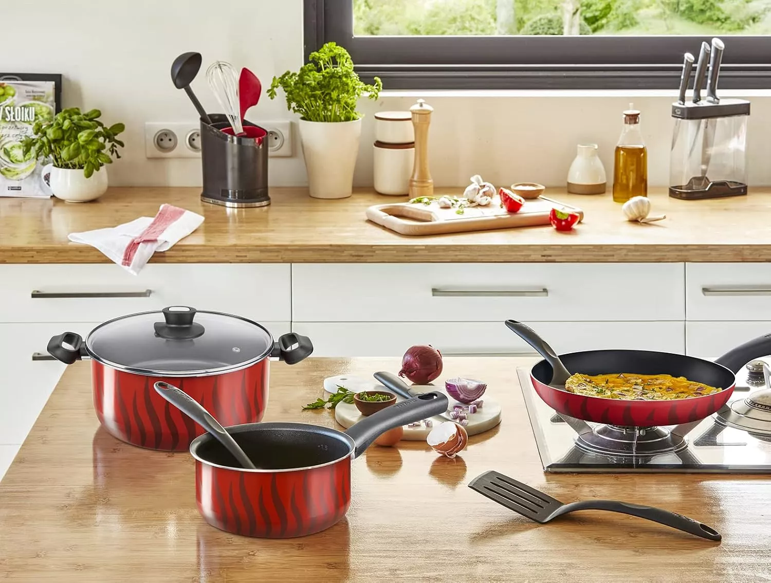 C3079383 Set de cuisine Tefal Tempo Flamme 14 pièces Rouge - 8