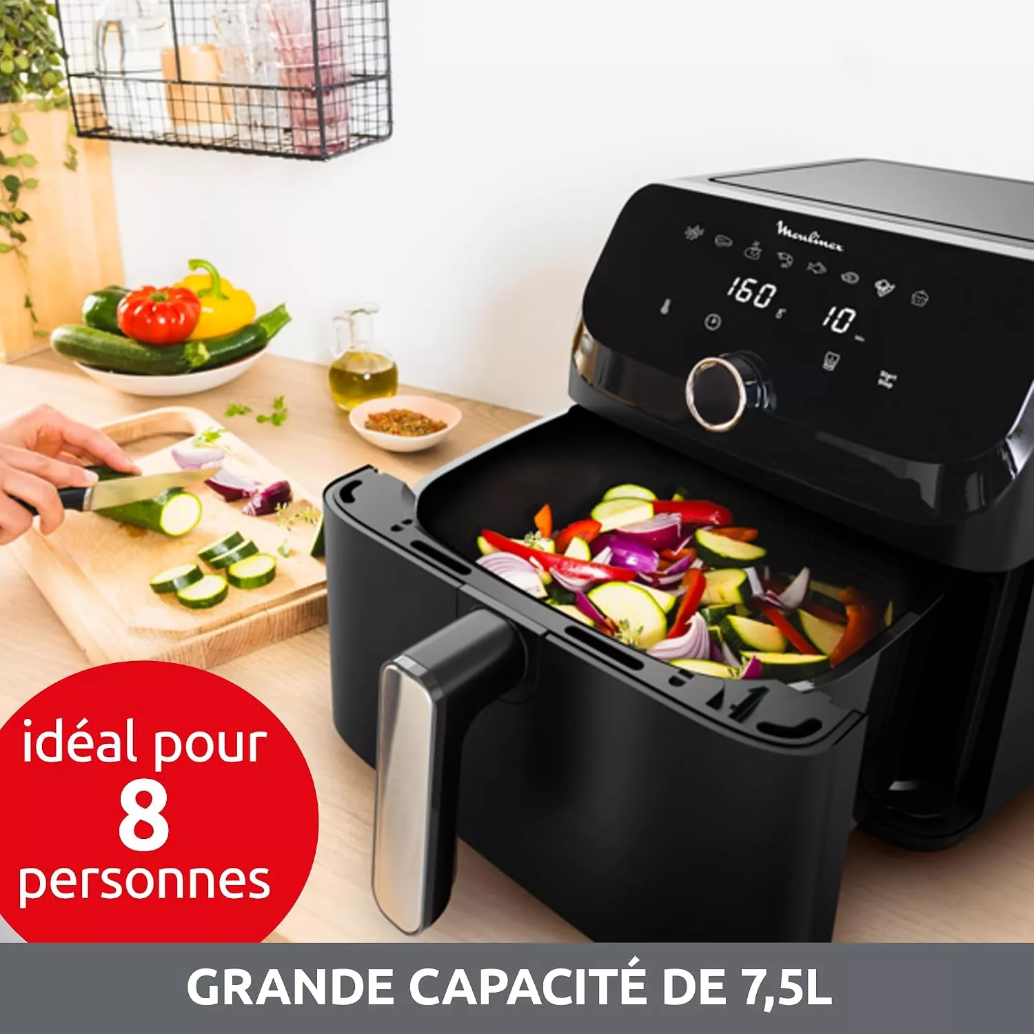 EZ8558F0 Air Fryer Moulinex Easy Fry Mega 7,5 L 8 Prog Noir - 4