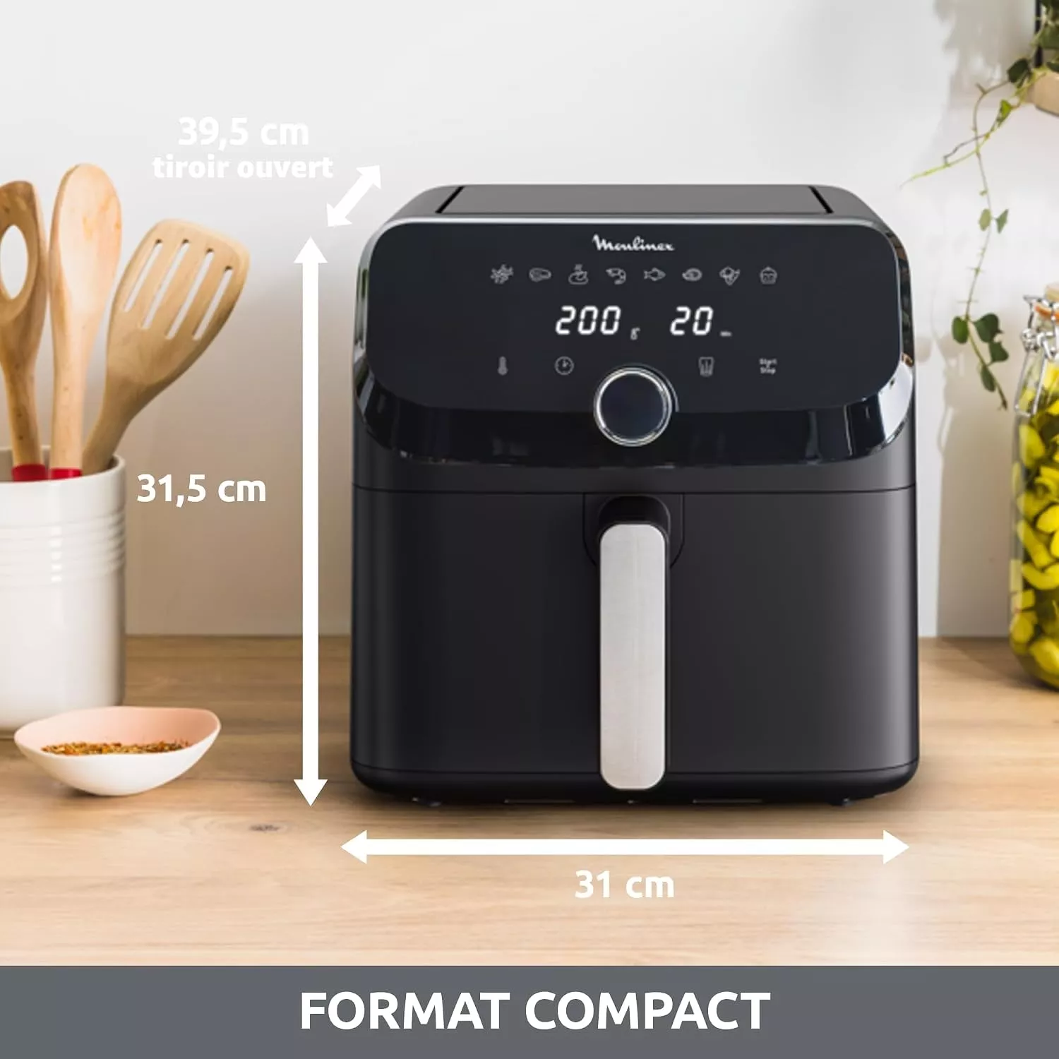 EZ8558F0 Air Fryer Moulinex Easy Fry Mega 7,5 L 8 Prog Noir - 6