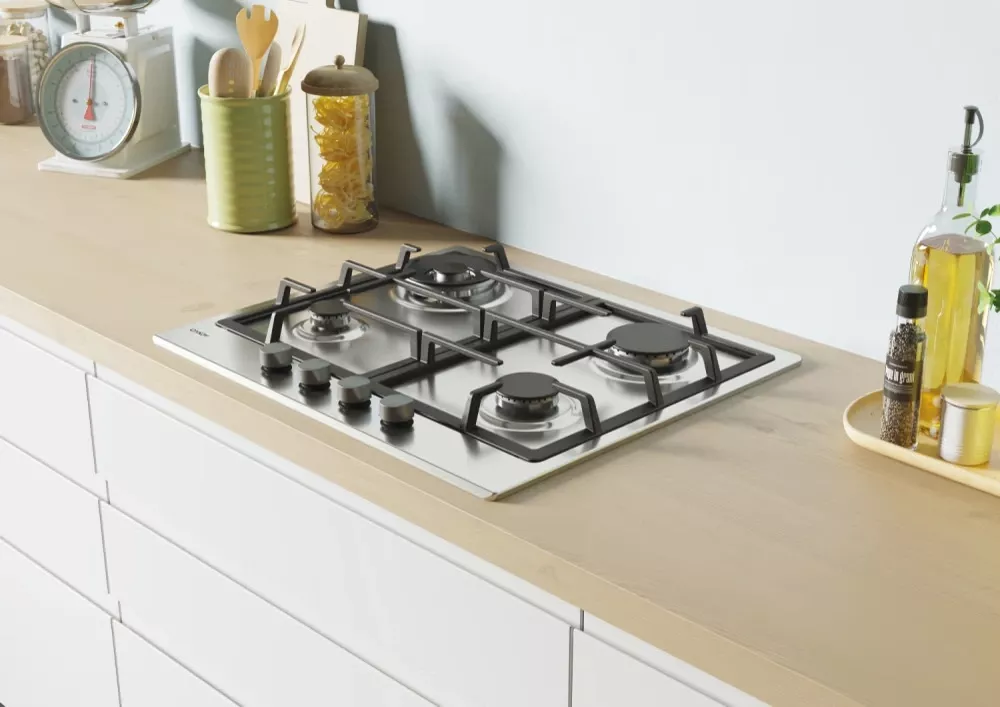 CHG6BR4WX Table de cuisson Candy 60 cm 4 feux Gaz Inox - 1